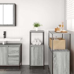 Berkfield Home Bathroom Cabinet with Shelves Grey Sonoma 36x35x95 cm - Size: 36 x 35 x 95 cm - thumbnail 3