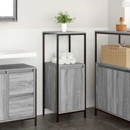 Berkfield Home Bathroom Cabinet with Shelves Grey Sonoma 36x35x95 cm - Size: 36 x 35 x 95 cm