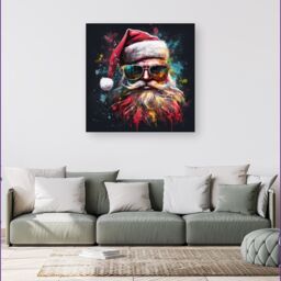 Warren Reed - Designer Splashart Santa Claus In Glasses Canvas - Size: w40 inch x h40 inch - thumbnail 1