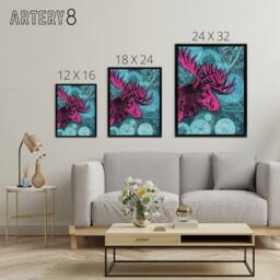 "Artery8 Moose Clocks Steampunk Framed Canvas Wall Art Print in Blue - Size: W18"" x H24""" - thumbnail 4