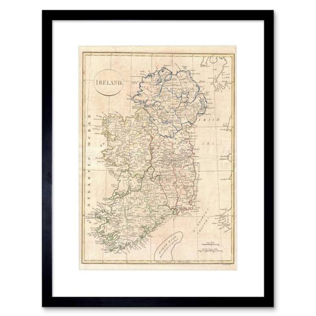 "Artery8 1799 Clement Cruttwell Map Ireland Vintage 12x16"" Framed Art Print in Beige - Size: W12"" x H16""" - image 1