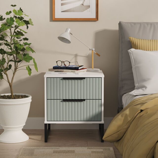 Ready Assembled 2 U Menai 2 Drawer Bedside Cabinet (Ready Assembled) in Duck Egg Blue - image 1