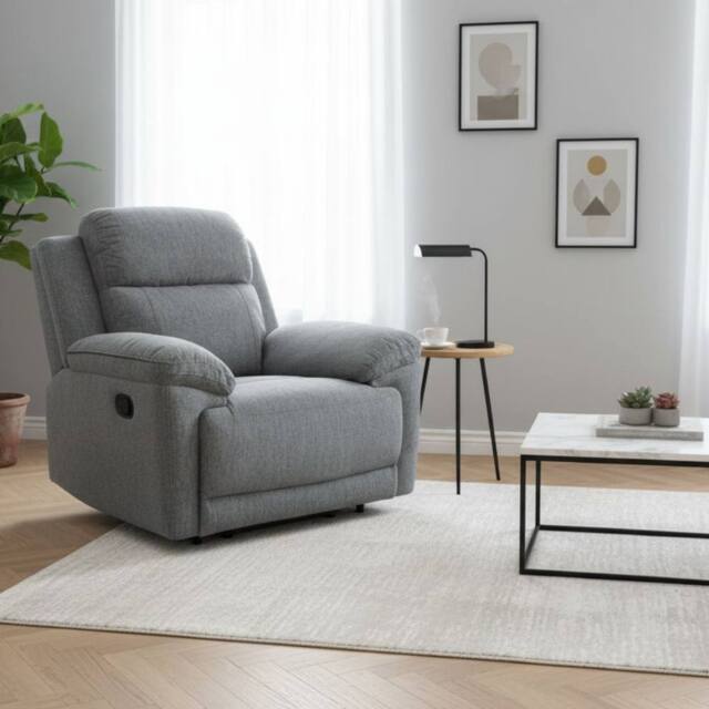 Stratus Interiors Owen Electric Recliner Sofa with Adjustable Settings in Grey