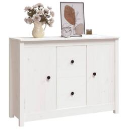 Berkfield Home Sideboard White 100x35x74 cm Solid Wood Pine - Size: 100 x 35 x 74 cm - thumbnail 7