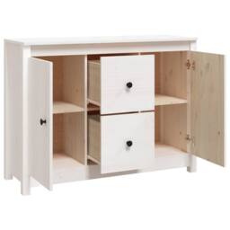 Berkfield Home Sideboard White 100x35x74 cm Solid Wood Pine - Size: 100 x 35 x 74 cm - thumbnail 5