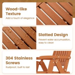 Gymax Folding Patio Chair All-Weather HDPE Outdoor Dining Chair With Armrest in Brown - thumbnail 4