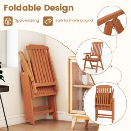 Gymax Folding Patio Chair All-Weather HDPE Outdoor Dining Chair With Armrest in Brown - thumbnail 5