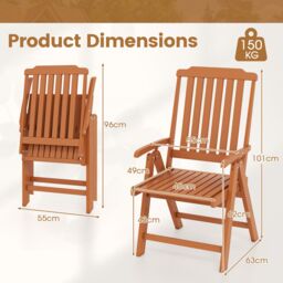 Gymax Folding Patio Chair All-Weather HDPE Outdoor Dining Chair With Armrest in Brown - thumbnail 2