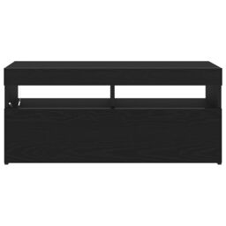 Berkfield Home TV Stand with LED Lights - Black Oak, 90x35x40 cm, Made of Engineered Wood - Size: 90 x 35 x 40 cm - thumbnail 7