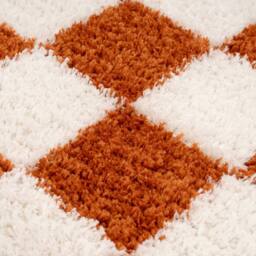 Kukoon Terracotta Beige Shaggy Checkerboard Checked Living Room Area Rug - Size: 80 cm x 150 cm - thumbnail 6
