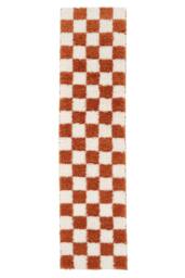 Kukoon Terracotta Beige Shaggy Checkerboard Checked Living Room Area Rug - Size: 80 cm x 150 cm - thumbnail 7