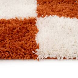 Kukoon Terracotta Beige Shaggy Checkerboard Checked Living Room Area Rug - Size: 80 cm x 150 cm - thumbnail 5