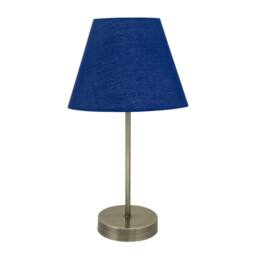 First Choice Lighting Set of 2 Antique Brass Stick Table Lamps with Navy Blue Fabric Shades in Bronze - thumbnail 4