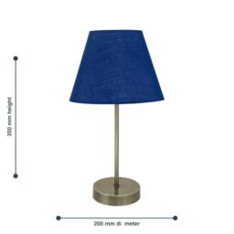 First Choice Lighting Set of 2 Antique Brass Stick Table Lamps with Navy Blue Fabric Shades in Bronze - thumbnail 5