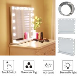 H&O Direct Makeup Vanity Mirror with LED Lights in White - thumbnail 7