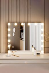 H&O Direct Makeup Vanity Mirror with LED Lights in White - thumbnail 2