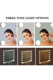 H&O Direct Makeup Vanity Mirror with LED Lights in White - thumbnail 4