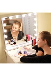 H&O Direct Makeup Vanity Mirror with LED Lights in White - thumbnail 6