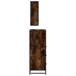 Berkfield Home 3 Piece Bathroom Furniture Set Smoked Oak Engineered Wood in Brown - thumbnail 6