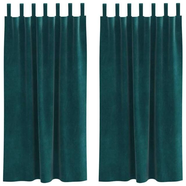Berkfield Home Blackout Curtains with Hanging Loops 2 pcs Dark Green Velvet - image 1