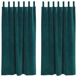 Berkfield Home Blackout Curtains with Hanging Loops 2 pcs Dark Green Velvet