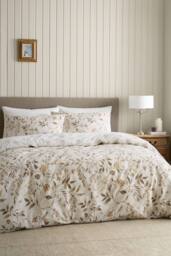Catherine Lansfield Isadora Floral Reversible Duvet Cover Set in Natural - Size: Single - thumbnail 1