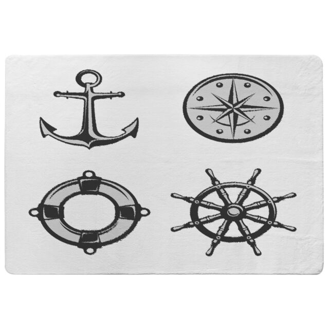 Benjamin Tate Design Nautical Icons Rug in Natural - Size: Large - image 1