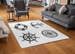 Benjamin Tate Design Nautical Icons Rug in Natural - Size: Large - thumbnail 2