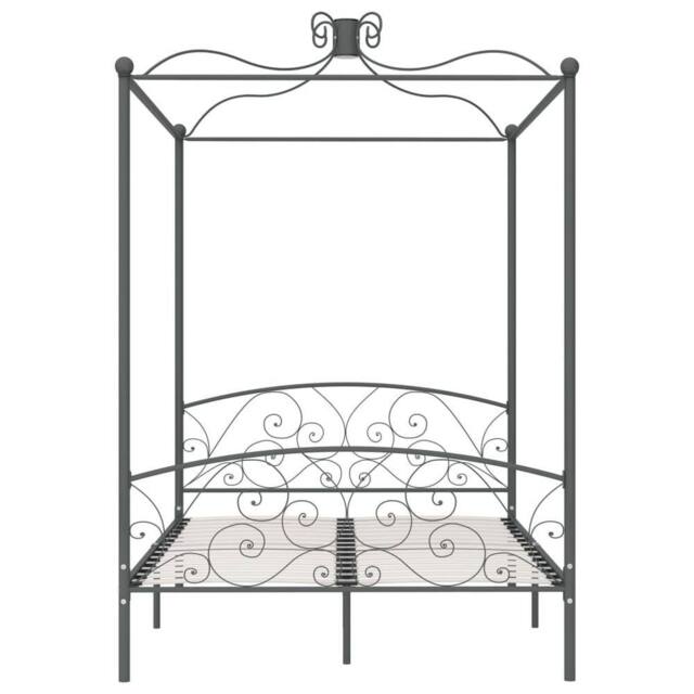 Berkfield Home Elegant Canopy Bed Frame Grey Metal 140x200 cm - image 1