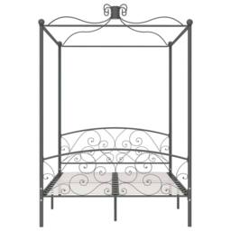 Berkfield Home Elegant Canopy Bed Frame Grey Metal 140x200 cm - thumbnail 1