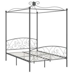 Berkfield Home Elegant Canopy Bed Frame Grey Metal 140x200 cm - thumbnail 3