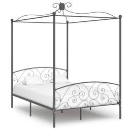 Berkfield Home Elegant Canopy Bed Frame Grey Metal 140x200 cm - thumbnail 2