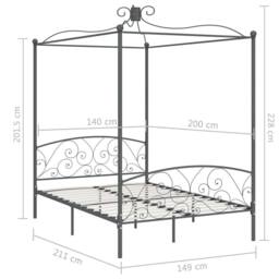 Berkfield Home Elegant Canopy Bed Frame Grey Metal 140x200 cm - thumbnail 6