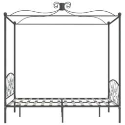 Berkfield Home Elegant Canopy Bed Frame Grey Metal 140x200 cm - thumbnail 4
