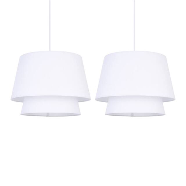 First Choice Lighting Set of 2 Ambra - Two Tier White Fabric Easy Fit Pendant Shades - image 1