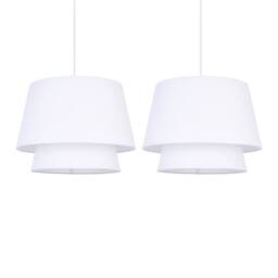 First Choice Lighting Set of 2 Ambra - Two Tier White Fabric Easy Fit Pendant Shades
