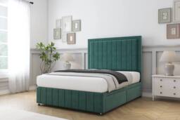"Sloomy Pemberton Plush Divan Base 2 Drawers-54"" Headboard & 12"" Footboard in Emerald - Size: Double" - thumbnail 3