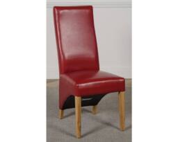Thats Furniture Dakot 182 x 92cm Oak Large Dining Table & 6 Lola Leather Chairs in Red - Size: 182 x 92 cm - thumbnail 6
