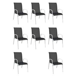 Berkfield Home 9 Piece Outdoor Dining Set Steel Black - thumbnail 3