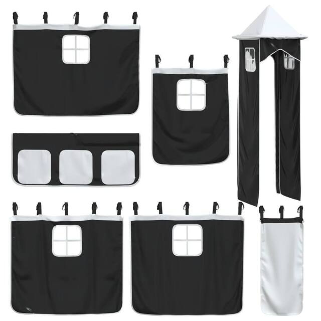 Berkfield Home Durable Curtains for Loft Bed with Tower White & Black Polyester - image 1