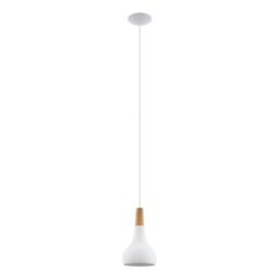 Eglo Sabinar Metal & Wood Single Pendant Light in White - thumbnail 3