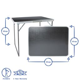 Harbour Housewares Folding Metal Camping Table - 80cm x 60cm in Black - Size: 80 cm x 60 cm - thumbnail 3