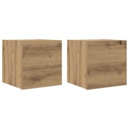 Berkfield Home Wall Mounted TV Cabinet 2 pcs Artisan Oak 30.5x30x30 cm in Brown - thumbnail 2
