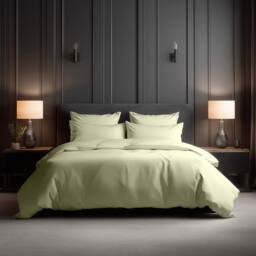 Snug City Luxury 400TC Cotton Sateen Hotel Quality Duvet Cover & Pillowcase in Cream - Size: King - thumbnail 1