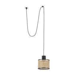 Netlighting Mambo Black Rattan Cylindrical Pendant Lamp Ø210 With Plug