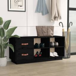 Berkfield Home Shoe Bench Black 100x34x45 cm Solid Wood Pine - Size: 100 x 34 x 45 cm