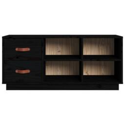 Berkfield Home Shoe Bench Black 100x34x45 cm Solid Wood Pine - Size: 100 x 34 x 45 cm - thumbnail 6