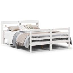 Berkfield Home Beautiful Bed Frame with Headboard without Mattress White 135x190 - Size: Double - thumbnail 3