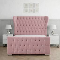 Living Comfort Bedz Velvetine Upholstered Gas Lift Storage Bed with 48 Inch Headboard in Pink - Size: Single - thumbnail 2