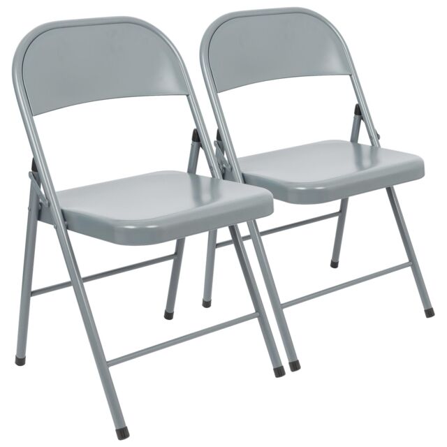 Harbour Housewares Metal Folding Chair - Pack of 2 in Grey - image 1